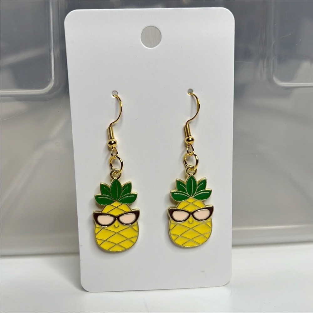 NWT Pineapple with sunglasses earrings: Yellow or Orange